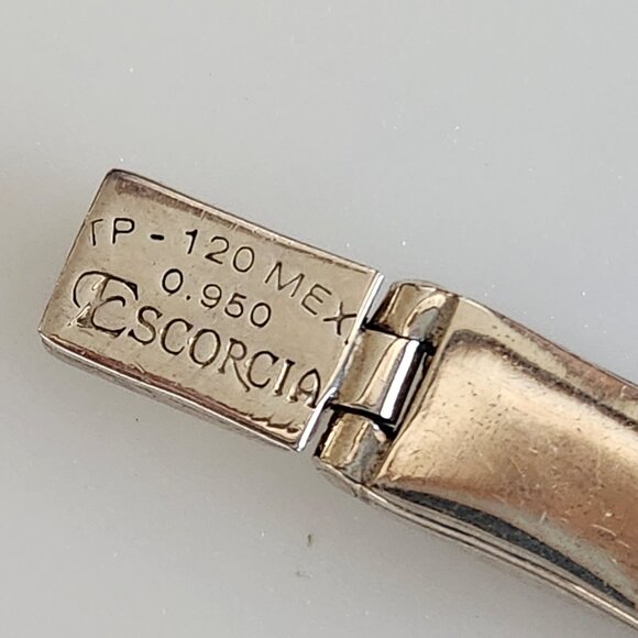 ESCORCIA TP-120 MEXICO  950 SILVER BRACELET WITH TIGER'S EYE BROWN STONES . - Picture 6 of 6